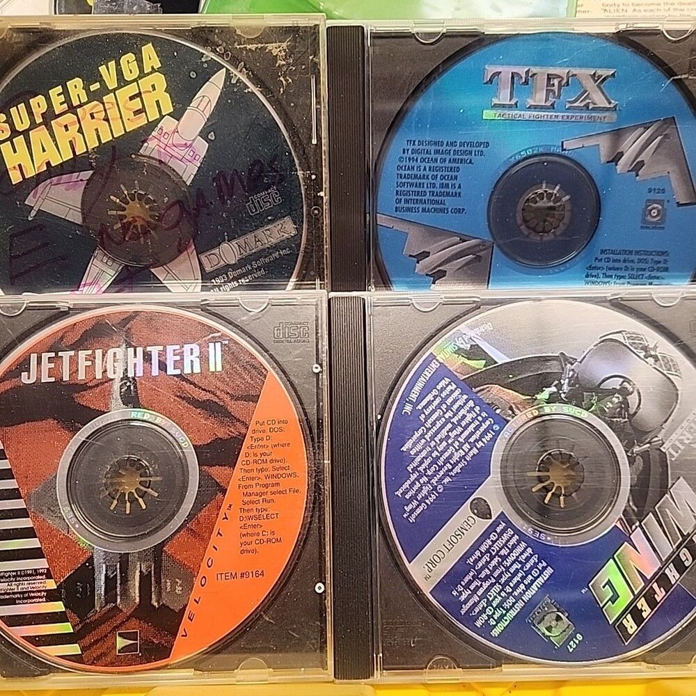 Lot Of 4 Vintage Fighter Flight Simulation PC CD-ROM Video Games DISC Only
